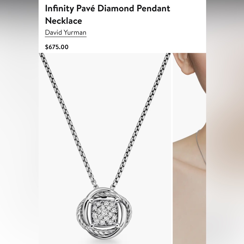 David Yurman Infinity Pav Diamond Pendant Necklace